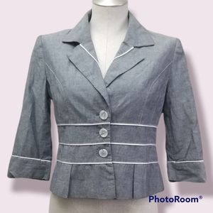 Women's MetroStyle Pleated Gray Blazer